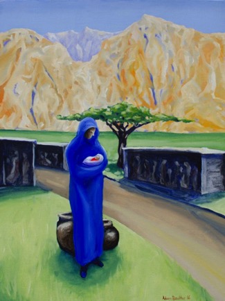 Madonna of the Highway , 
Oil on Linen,  22”x32” 2016